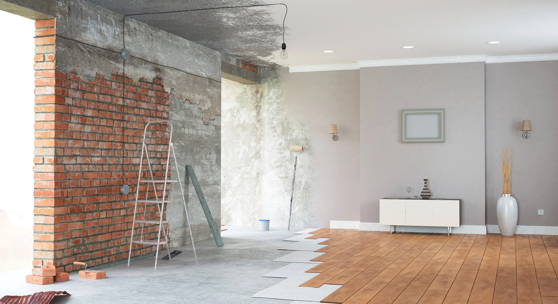 blog arquitectos 26 Interior de vivienda en proceso de reforma con trabajos en paredes y suelos