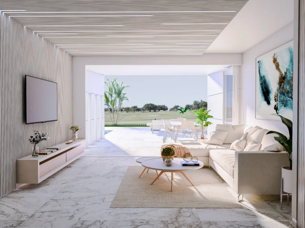Salón abierto de vivienda nueva de lujo en Murcia