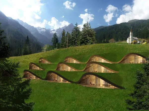 Adaptación Topográfica en Arquitectura Residencial: Diseño Inteligente en Terrenos Complejos 2 Casa adaptada a la falda de una montaña mediante diseño escalonado