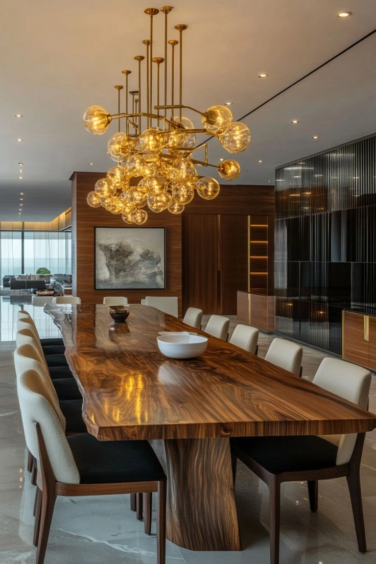 Comedor amplio para encuentros en residencia multigeneracional