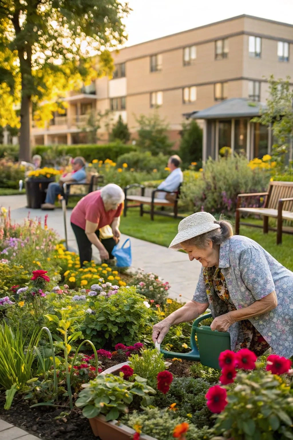 Jardín compartido ideal para residencias multigeneracionales