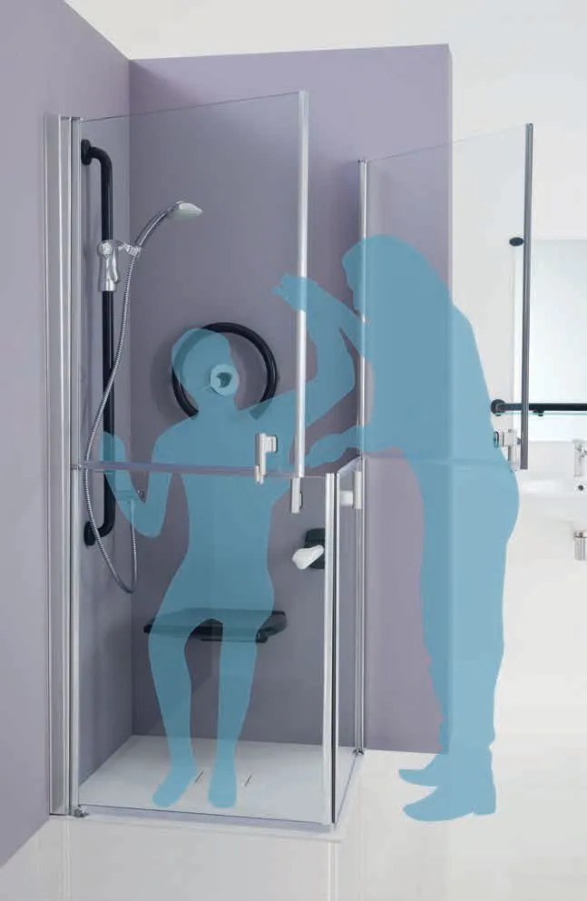 Ducha asistida para personas mayores en vivienda accesible